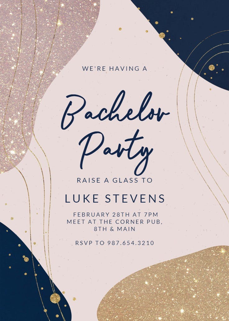 Modern abstract shapes - bachelor party invitation